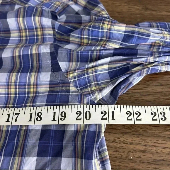 🌟Etro men shirt size 39 blue yellow  plaid - Picture 7 of 9